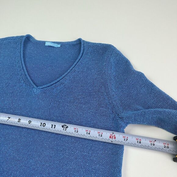 J McLaughlin Sweater Tunic S Open Knit Aqua Preppy Vacation Coastal Boathouse - Picture 6 of 10